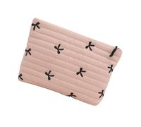 Sofisticada bolsa de maquillaje con diseños de lazo, bolsa de cosméticos con múltiples compartimentos, diseño único de lazo, contenedor de almacenamiento de maquillaje, a