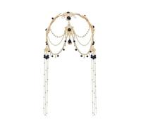 Sofisticada decoración para la frente con diamantes de imitación y detalles de perlas para mujeres exóticas a la moda, talla única, como se describe