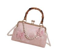 Sofisticado bolso de noche bordado floral con flores, bolso de hombro para mujer, para bodas, fiestas y reuniones de graduación, hombro de moda china, b, One Size