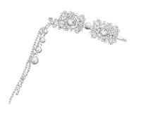 Sofisticado Borlas de Plata Horquilla Adorno Rhinestones y Perlas Pasador Para Bodas Estilo Étnico Pasador