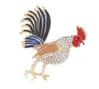 Sofisticado broche de cristal de gallo multicolor de aleación animal accesorio distintivo perfecto para hombres y mujeres, regalo de cumpleaños