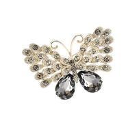 Sofisticado broche de mariposa con cristales de colores, pin de solapa de aleación para mujer, accesorio de ropa de moda, broche de diamantes de imitación coloridos para boda, talla única, como se