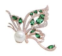 Sofisticado broche de mariposa de cristal unisex con textura de aleación para opción de estilo multifuncional, Acero inoxidable