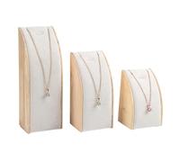 Sofisticado juego de exhibición de colgantes de madera resistente, 3 soportes curvos, accesorio portátil para adornos, exhibición de joyas, suministros de embalaje