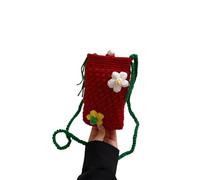 Sofisticado tejido a mano ahuecado hilo de algodón de un solo hombro crossbody bolsa de punto multifuncional caja del teléfono encantador