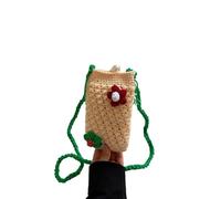 Sofisticado tejido a mano ahuecado hilo de algodón de un solo hombro crossbody bolsa de punto multifuncional caja del teléfono encantador