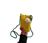 Sofisticado tejido a mano ahuecado hilo de algodón de un solo hombro crossbody bolsa de punto multifuncional caja del teléfono encantador