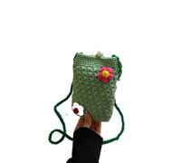 Sofisticado tejido a mano ahuecado hilo de algodón de un solo hombro crossbody bolsa de punto multifuncional caja del teléfono encantador