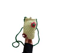 Sofisticado tejido a mano ahuecado hilo de algodón de un solo hombro crossbody bolsa de punto multifuncional caja del teléfono encantador