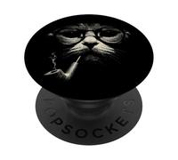 Sofisticado y Divertido diseño de Pipa para Fumar de Gato Intelectual PopSockets PopGrip Adhesivo