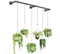 SOFITORG Colgador de Plantas para Interiores, Barra Colgante para Plantas de Interior con 6 Cadenas Colgantes, Barra Colgante de Pared para Ventana y Techo, 65.7 Pulgadas, Metal/Negro, macetas no