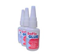 SOFIXGLUE Pack de 3 Pegamentos Cianocrilato Adhesivo instantáneo multiusos 20 gr, perfecto para uniones rápidas y muy resistentes al instante. Plástico, caucho, goma, metales, porcelana