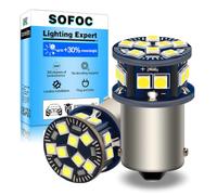 SOFOC 1156 BA15S LED Luz Marcha Atrás/Posición/DRL Interior RV Blanca 6V 12V 24V 6-60V AC/DC Canbus Ready para Moto y Coche 2Unids