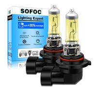SOFOC 9006 Bombilla HB4 Faro 12V 55W Amarillo Halógeno P22D 1800Lm 30% Más Brillante Faro Antiniebla Luz Diurna Anti-Deslumbramiento 2Pcs