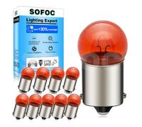 SOFOC BA15S 6V 10W 1156 Bombilla ámbar intermitente luz lateral 180°Pasador P21W Contacto único Base bayoneta Mini G18 10Pzas