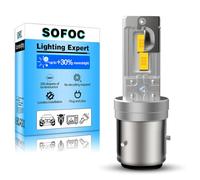 SOFOC BA21D Bombilla Led 500% Más Brillante Que Las Halógenas Luz Antiniebla Blanca DC 12V-18V 60W 4000Lm Diseño De Haz Alto Y Bajo Plug & Play 1Pcs