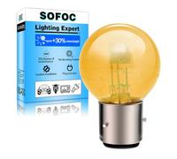SOFOC Bombilla BA21D 6V 45/40W Halógena Faro Moto G40 Amarillo Ámbar Doble Filamento Luz Larga/Corta Base Bayoneta 3 Pasadores 120° 1Pza