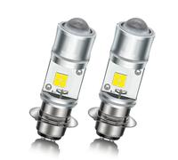 SOFOC Bombilla de Faro LED H6M P15D-25-1 3030 8SMD 9-60V Luz Blanca + Amarilla Contacto Doble No Polaridad DC/AC Universal para Moto y Vehículos Exteriores 2Pcs