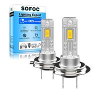 SOFOC Bombilla H7 LED Luz Antiniebla PX26D Luz Delantera 12V 24V 12-24V DC Compatible 4000LM 300% Más Brillante Amarillo 3000K Alta/Baja Reemplazo 2Pcs