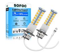 SOFOC H3 Bulb LED Headlight PK22S Blanco Cálido 2W 6V 12V 24V 6-30V AC/DC Listo Canbus para Faro Antiniebla/Carretera/Cruce & DRL 2Unidades