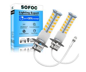SOFOC H3 Bulb LED Headlight PK22S Blanco Cálido 2W 6V 12V 24V 6-30V AC/DC Listo Canbus para Faro Antiniebla/Carretera/Cruce & DRL 2Unidades
