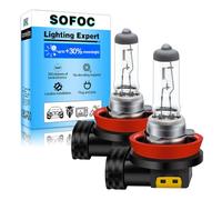 SOFOC H8 12V 35W Halogen Bulb 1500+LM Warm White Fog Light Headlight & Low Beam Light Replacement Single Filament PGJ19-1 2Piezas