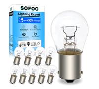SOFOC P21W 24V 21W BA15S 1156 Bombilla blanco cálido luz marcha atrás señal antiniebla 180°Pasador Contacto único Base bayoneta S25 10Pzas