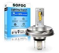 SOFOC P45T Bombilla R2 Led 500% Más Brillante Que Las Halógenas Faros De Motocicleta/Coche Luz Antiniebla Amarilla DC 12V-18V 60W 4000Lm Diseño De Luz Alta Y Baja 1Pcs