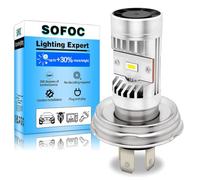 SOFOC P45T Bombilla R2 Led Con Ventilador De Refrigeración Integrado 5000Lm Faro De Motocicleta 6V 12V 24V Compatible Con 6-24V AC/DC 15W Csp Blanco Más Brillante 1Pcs