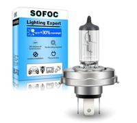 SOFOC P45T R2 12V 100/90W Bombilla halógena para moto, coche clásico y tractor T16 Blanco cálido Luz alta/baja 3 patillas Base brida prefoco 1 ud