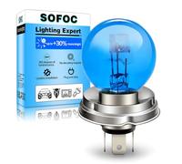 SOFOC P45T R2 12V 45/40W Bombilla halógena para moto, coche clásico y tractor G40 Blanco Luz alta/baja 3 patillas Base brida prefoco 1 ud