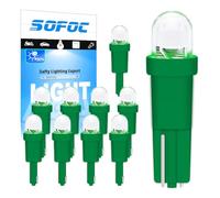SOFOC T5 Bombilla LED para Panel de Instrumentos Verde 6V 12V DC para Panel de Automóvil y Panel de Control de Aeronaves W3W 2721 27 37 73 286 Base Wedge 10 Piezas
