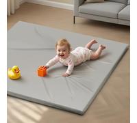 Sofoliana Tapete de juego de cuero vegano para bebés, 50 x 50 pulgadas, acolchado de espuma gruesa e impermeable para bebés y niños pequeños, elegante y fácil de limpiar, para jugar en el suelo, gris