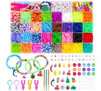 Sofore Bandas de Gomas para Pulseras, 2500+ Bandas de Goma Coloridas para Pulseras Kit de Bandas de Telar 40 Colores Rejillas DIY Niñas Bandas de Goma Juegos de Pulsera para Niñas