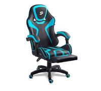 Sofotel Silla de Gaming - Silla ergonómica de Oficina con reposapiés para Gamer - Silla de Escritorio Ajustable para Oficina en casa y Sala de Juegos - 120 kg - Negro Azul