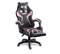 Sofotel Silla de Gaming - Silla ergonómica de Oficina con reposapiés para Gamer - Silla de Escritorio Ajustable para Oficina en casa y Sala de Juegos - 120 kg - Negro y Rosa