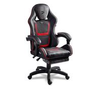 Sofotel Silla para Juegos - Silla de Oficina ergonómica para Jugadores - con reposapiés de Cubo - Ajustable y Giratorio - para Trabajar, Jugar y Relajarse - 120 kg - Negro, Rojo