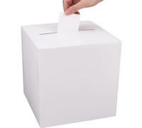 SOFPLAT Caja de Cartón para Tarjetas de Boda, Color Blanco, para Decoración de Fiestas, con 10 unidad de Tarjetas para Recepción de Boda, Cumpleaños, Graduación, Aniversario, Rifa, Regalo, Centro de M