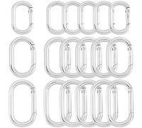 SOFPLATE 1 Caja 18 Piezas Resorte Oval Anillo Cierre Mosquetón Llavero Clip Aleación Plata Suave Abierto Llavero Hebilla Pequeños Anillos de Puerta para Monedero Fabricación de Joyas Bolsas Llavero Co