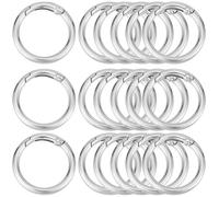 SOFPLATE 1 caja 20 piezas de Cierre Redondo Clip O Anillos Plata Círculo Mosquetón Clip Split Zinc Aleación Gancho Suave Abierto Pequeño Resorte O Anillos para Hacer Joyas Llavero Cordón Bolsas Sumini