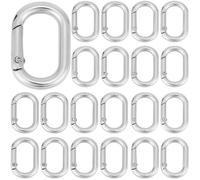 SOFPLATE 1 Caja 30 Piezas Mosquetón Ovalado con Resorte Ganchos para Llaveros Pequeños Aleación de Zinc Hipoalergénica A Granel Anillos de Gatillo de Plata Abiertos Cuadrados para Fabricación de Joyas