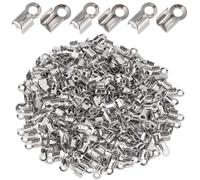 SOFPLATE 1 Caja 300 Piezas Extremos de Cable Plegables de 3 mm Puntas de Extremo de Engarzado Tapas de Extremo Plegables de Acero Inoxidable Terminadores Engarzados Extremos de Cable Conectores de Joy