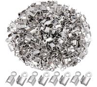 SOFPLATE 1 Caja 300 Piezas Extremos de Engarzado Plegables Extremo de Cable Plegable Tapas de Extremo Plegables de Acero Inoxidable Puntas de Extremo de Engarce Plegables Terminadores de Plata Conecto