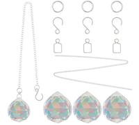 SOFPLATE 1 caja 6 juegos de PrisMASs de Cristal de 30mm para Hacer Arcoíris Bola de Prisma de Cristal Transparente Kit de PrisMASs de Bola de Cristal Pequeño con Ganchos Y Cadenas para Decoración Colg