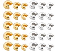 SOFPLATE 1 Caja 600 Piezas 3.2mm 4mm 5mm Cubierta de Cuentas de Engarce Media Redonda Cuentas de Engarzado Abiertas Cubiertas de Nudos Engarzadora de Latón Tapas Espaciadoras de Cuentas Hallazgos para