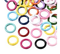 SOFPLATE 1 Caja de 1 Anillos de Resorte de 25 Pulgadas Y 30mm, Ganchos de Clip Circulares A Granel, Hebilla de Llavero de Aleación de Colores, Mosquetón Redondo Suelto de Tigre para Hacer Joyas, Lla