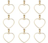 SOFPLATE 1 Caja de 10 dijes de Corazón Hueco do con Bisel Abierto, 304 pequeños Espacios En Blanco de Acero Inoxidable de 26mm para Marcos Traseros, Colgantes de, Accesorios para Hacer Jo