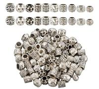 SOFPLATE 1 caja de 10 estilos 100 cuentas de Barril de Plata Antigua Cuentas de Plata Vintage Sueltas A Granel Espaciadores de Columna Tibetana Europea de Metal con Agujeros s para Hacer Joyas Pulsera
