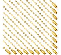 SOFPLATE 1 caja de 100 cadenas de Bolas de Acero Inoxidable de 4"/100mm Y 2mm con Forma de Placa de Identificación Dorada Cadenas para Llaveros Ajustables con Conector para Hacer Joyas Llaveros Y Manu
