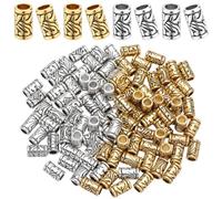 SOFPLATE 1 caja de 100 cuentas Espaciadoras de Columna con Agujero Grande Cuentas de Columna de Plata Antigua Oro Tibetano Espaciadores de Tubo de Aleación Hueca Cuentas de Rondelle Europeas Largas Su